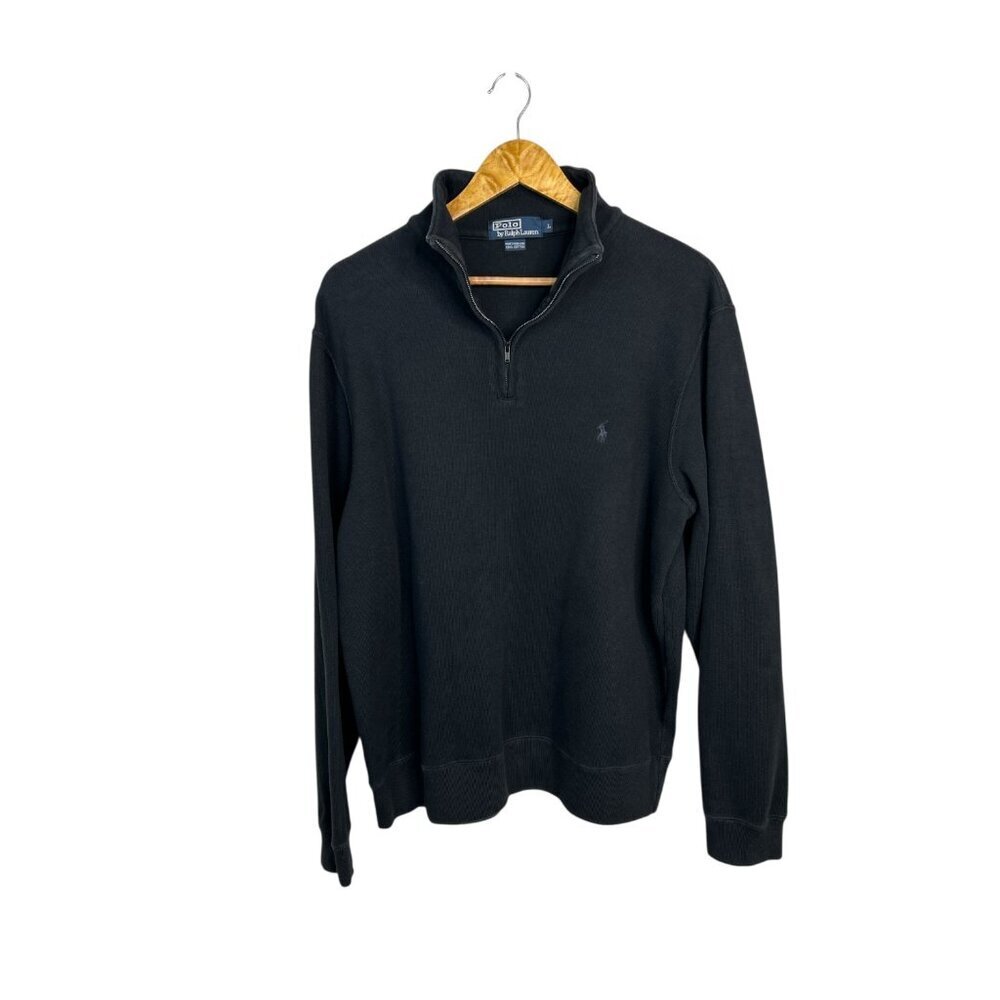 Polo by Ralph Lauren Men's Hybrid‎ Quarter-Zip Size Large Black Preppy Casual